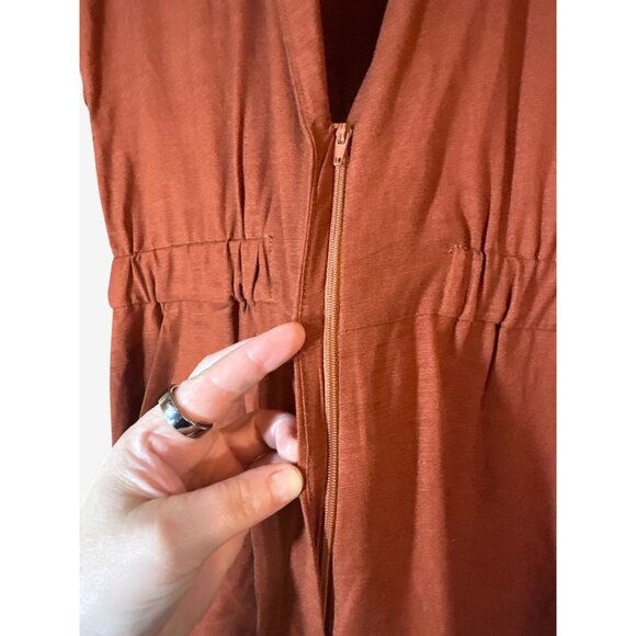 Rumer Womens Rust Sleeveless Romper With Zipper Closure Size S - Picture 4 of 4